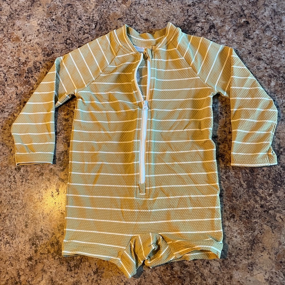 H&M Yellow Striped Kids Bathing suit (12mo)